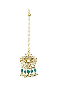 Gold Plated Maang Tikka With Kundan Polki
