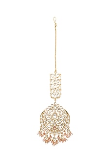 Gold Plated Maang Tikka With Moissanite Polki