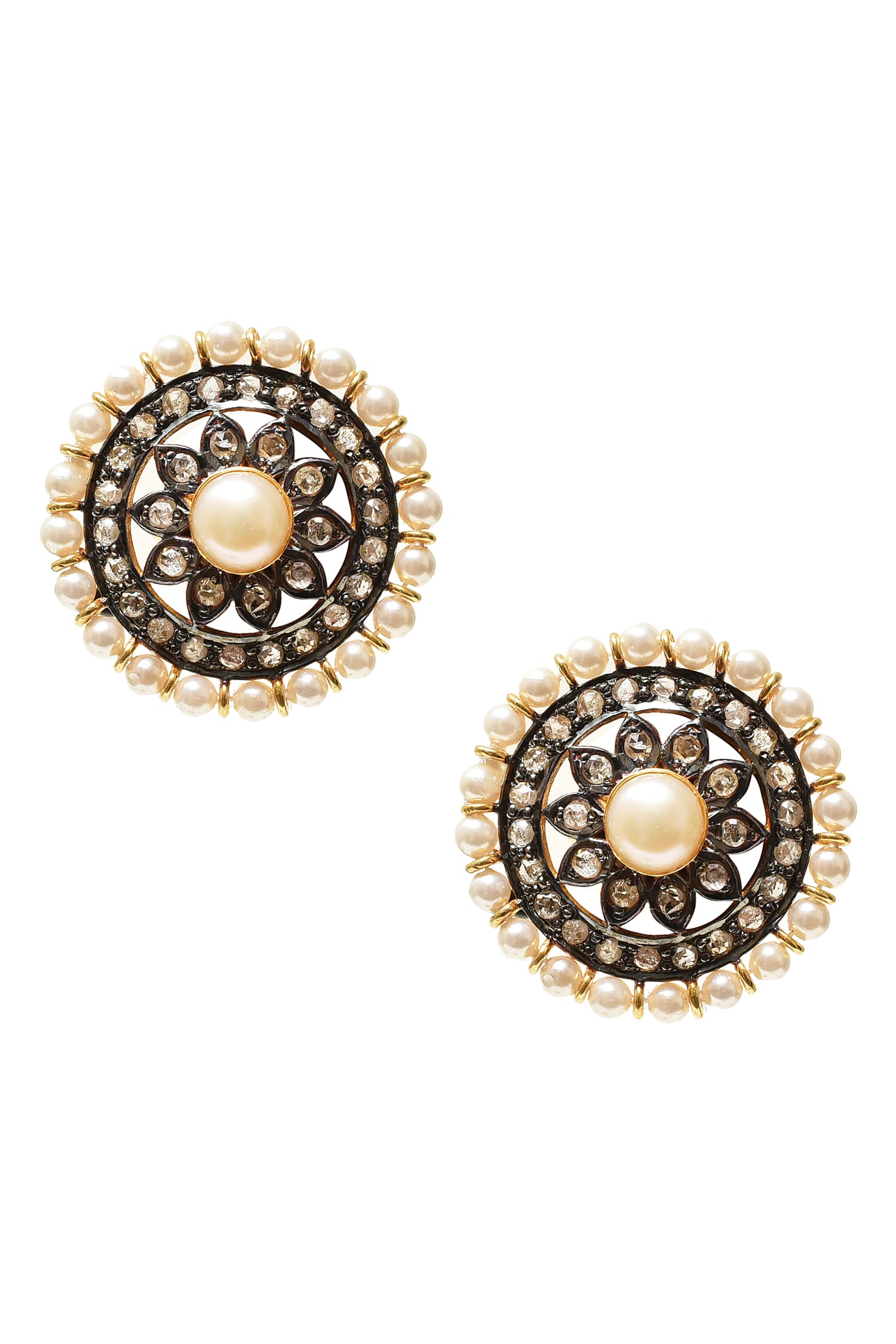 Floral Diamond Stud Earrings 