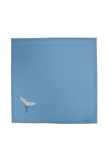 Spring Blue Embroidered Dinner Napkin Set