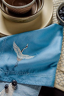 Spring Blue Embroidered Dinner Napkin Set