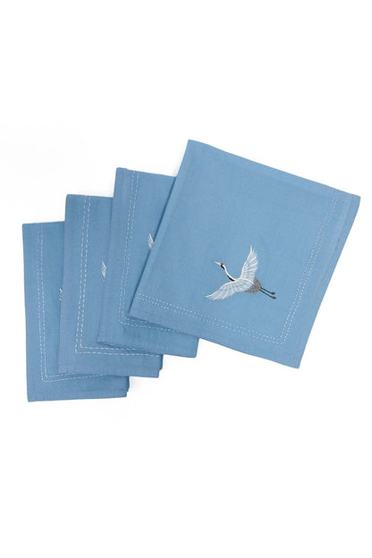 Spring Blue Embroidered Dinner Napkin Set