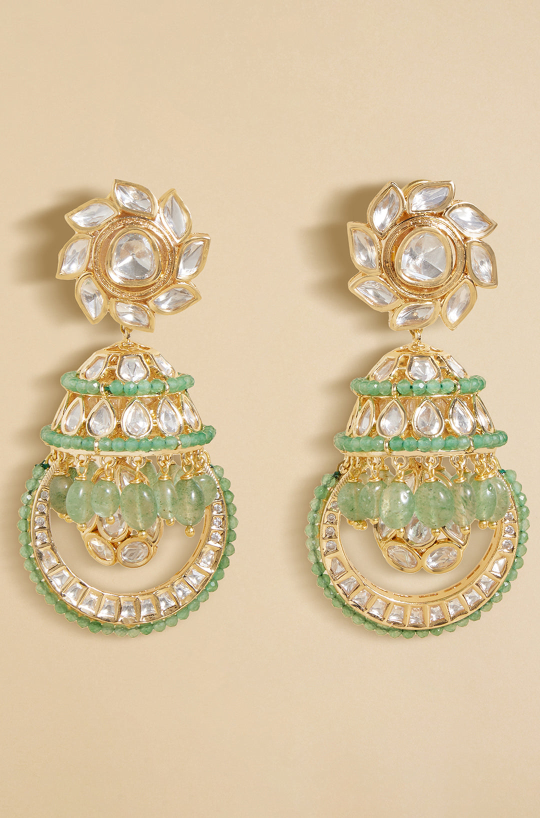 Played Polki Beaded Jhumka Earrings