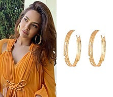 Gold Plated Textured Oversized Hoop Earrings