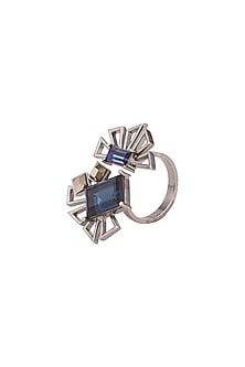 Black Rhodium Finish Swarovski Crystals Ring