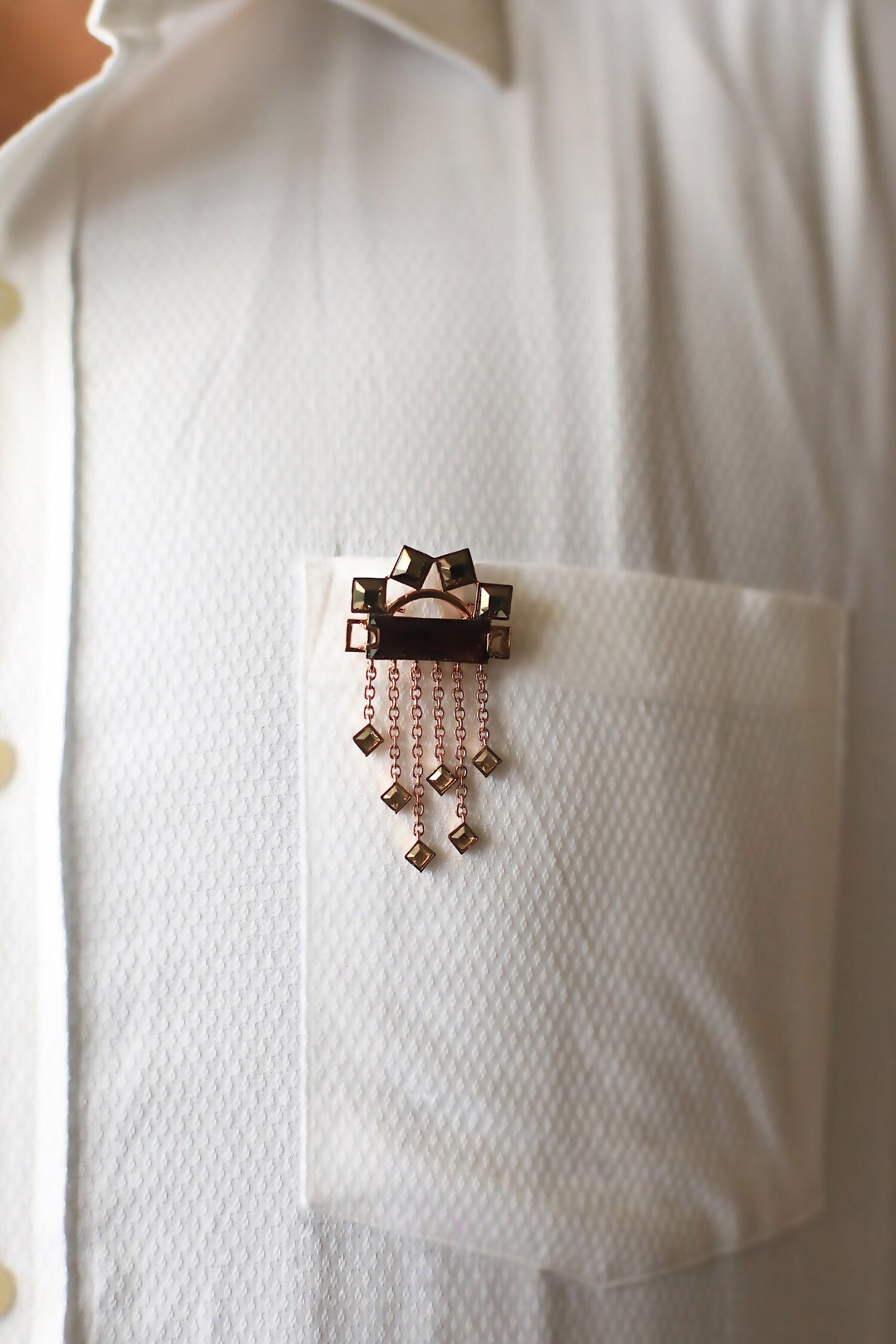 Crystal Chain Brooch 