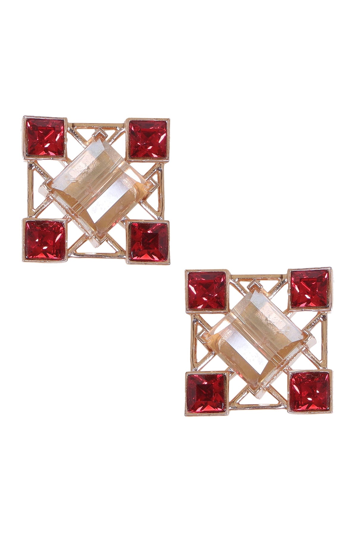 Geometric Crystal Stud Earrings 