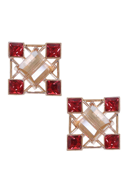 Geometric Crystal Stud Earrings 