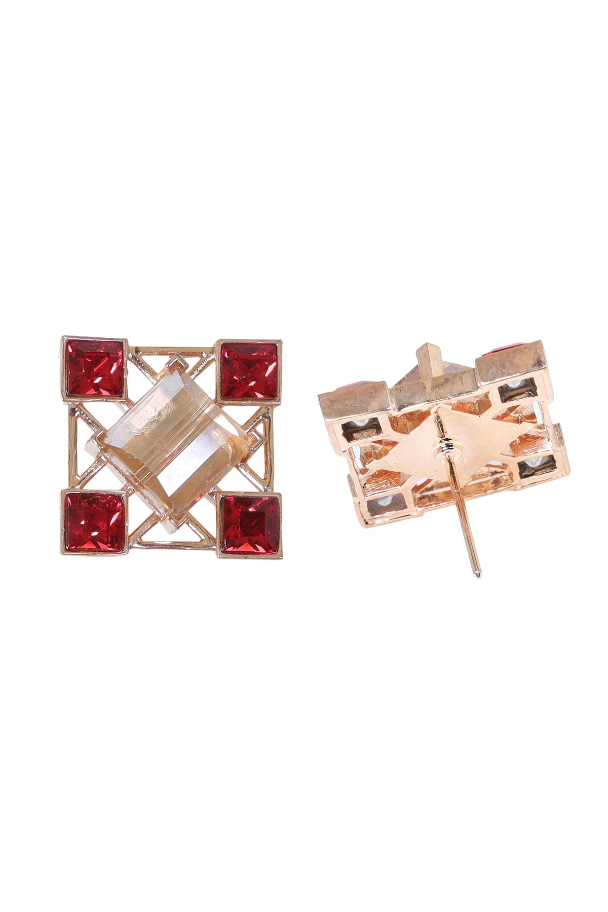 Geometric Crystal Stud Earrings 