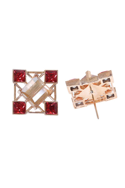 Geometric Crystal Stud Earrings 