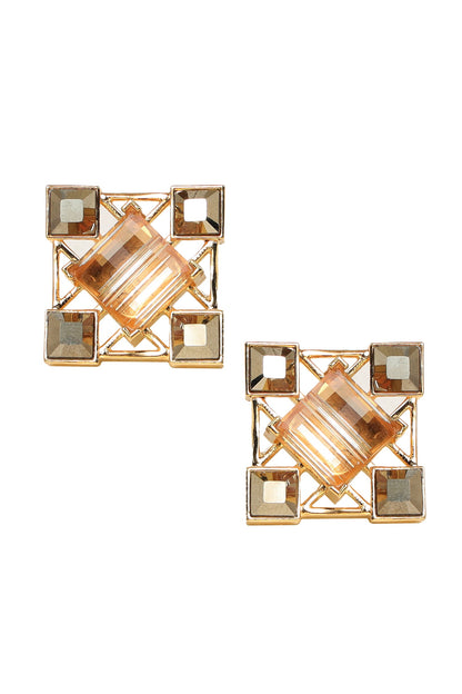Geometric Crystal Stud Earrings 