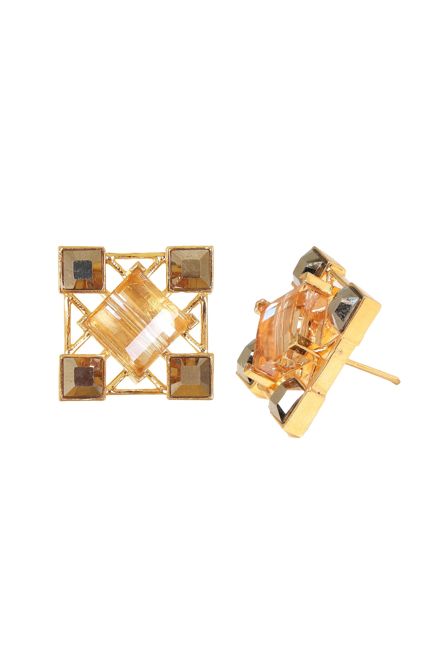 Geometric Crystal Stud Earrings 