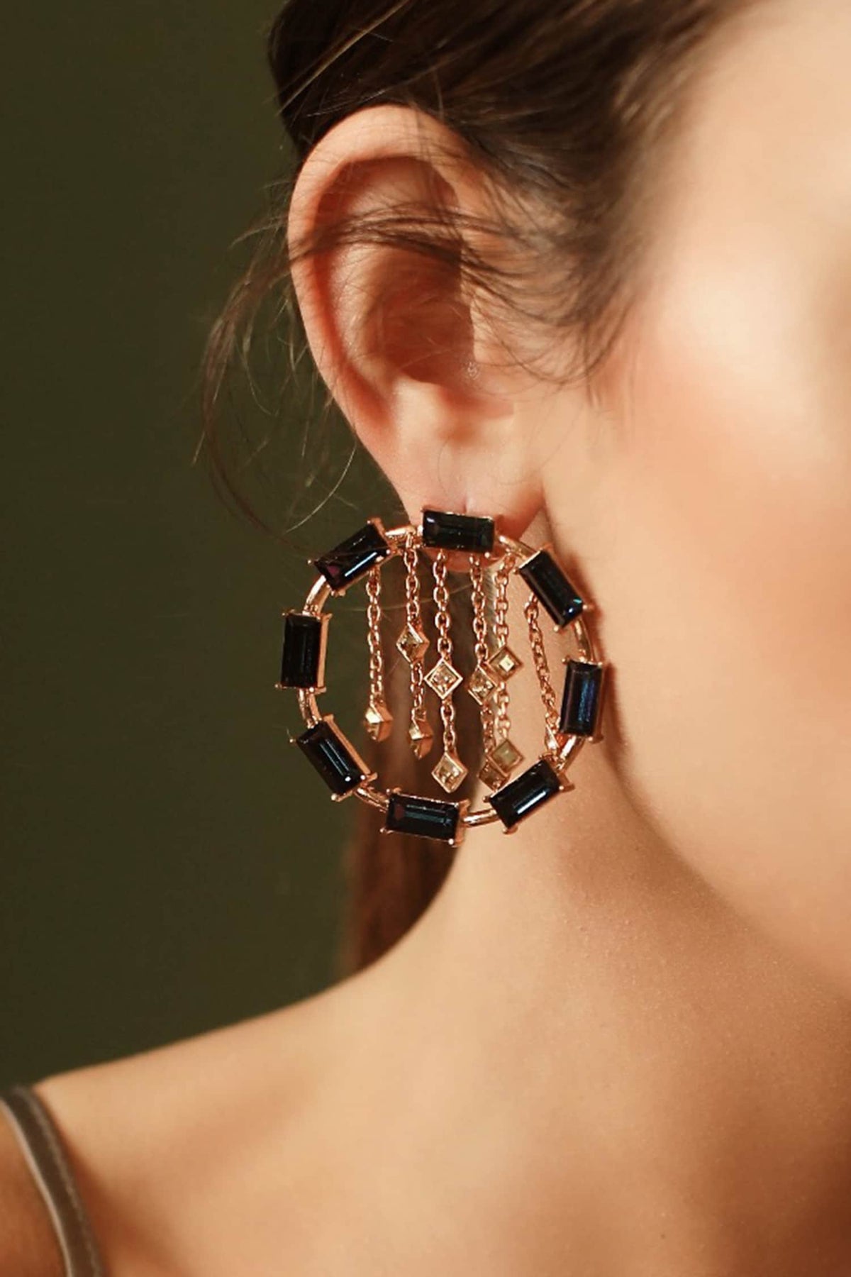  Crystal Chain Stud Earrings 