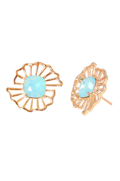 Crystal Floral Stud Earrings 