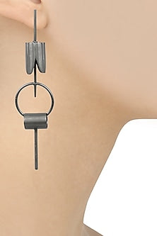 Gunmetal Finish Geometric Earrings