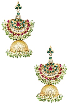 Gold Finish Crescent Jhumki Earrings