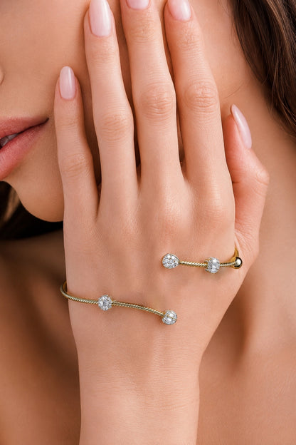 14kt Gold FInish Diamond Openable Palm Bracelet