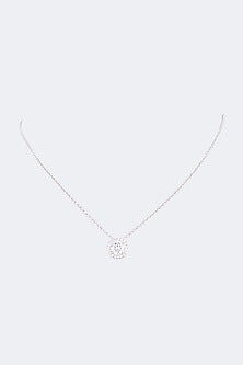 White Finish Solitaire Zircon Necklace In Sterling Silver