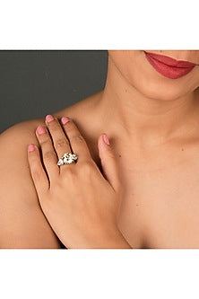 White Finish Pear-Shaped Zircon Ring In Sterling Silver