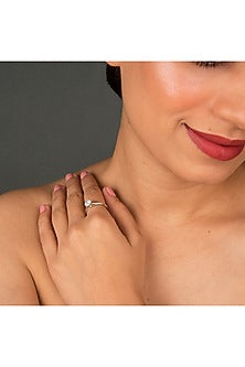 White Finish Zircon Ring In Sterling Silver