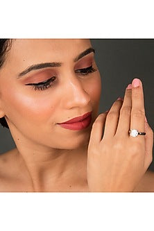 White Finish Zircons Ring In Sterling Silver