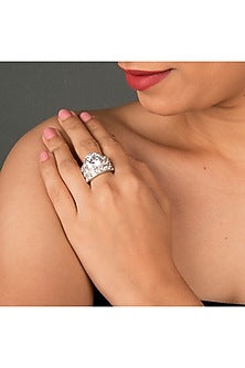 White Finish Solitaire Zircon Ring In Sterling Silver