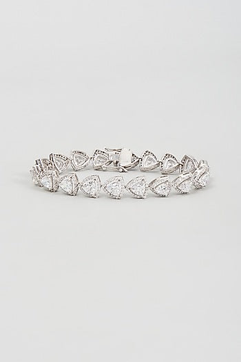 White Finish Zircon Bracelet In Sterling Silver