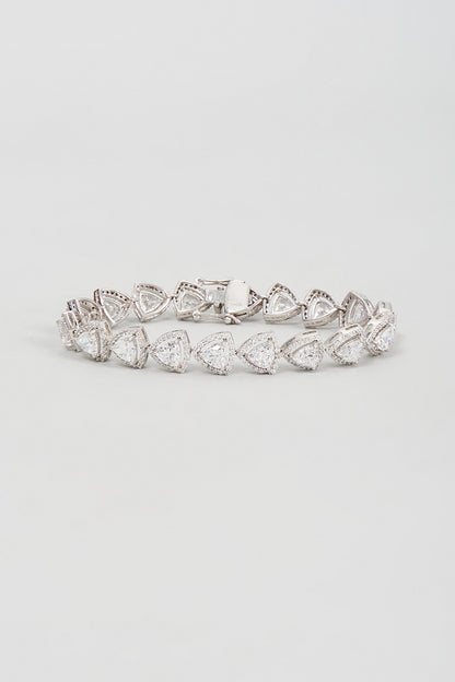 White Finish Zircon Bracelet In Sterling Silver