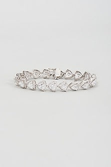White Finish Zircon Bracelet In Sterling Silver