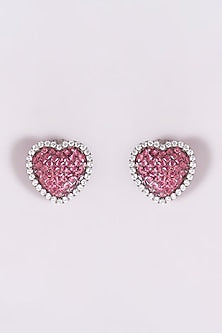 Black Rhodium Finish Heart Shaped Stud Earrings