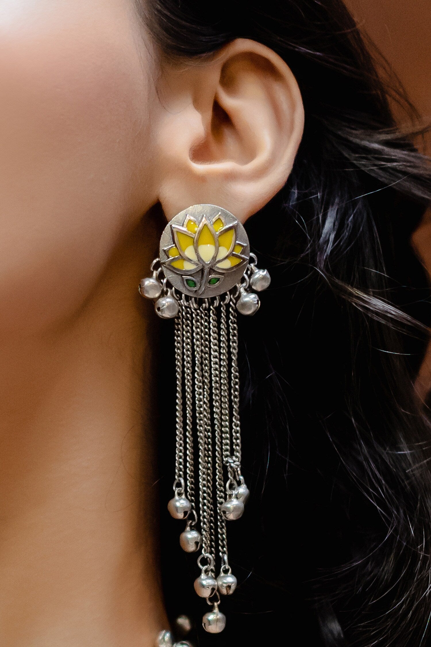 Floral Tassel Long Earrings 