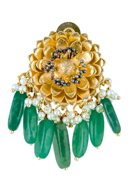 Stone Drop Floral Earrings 