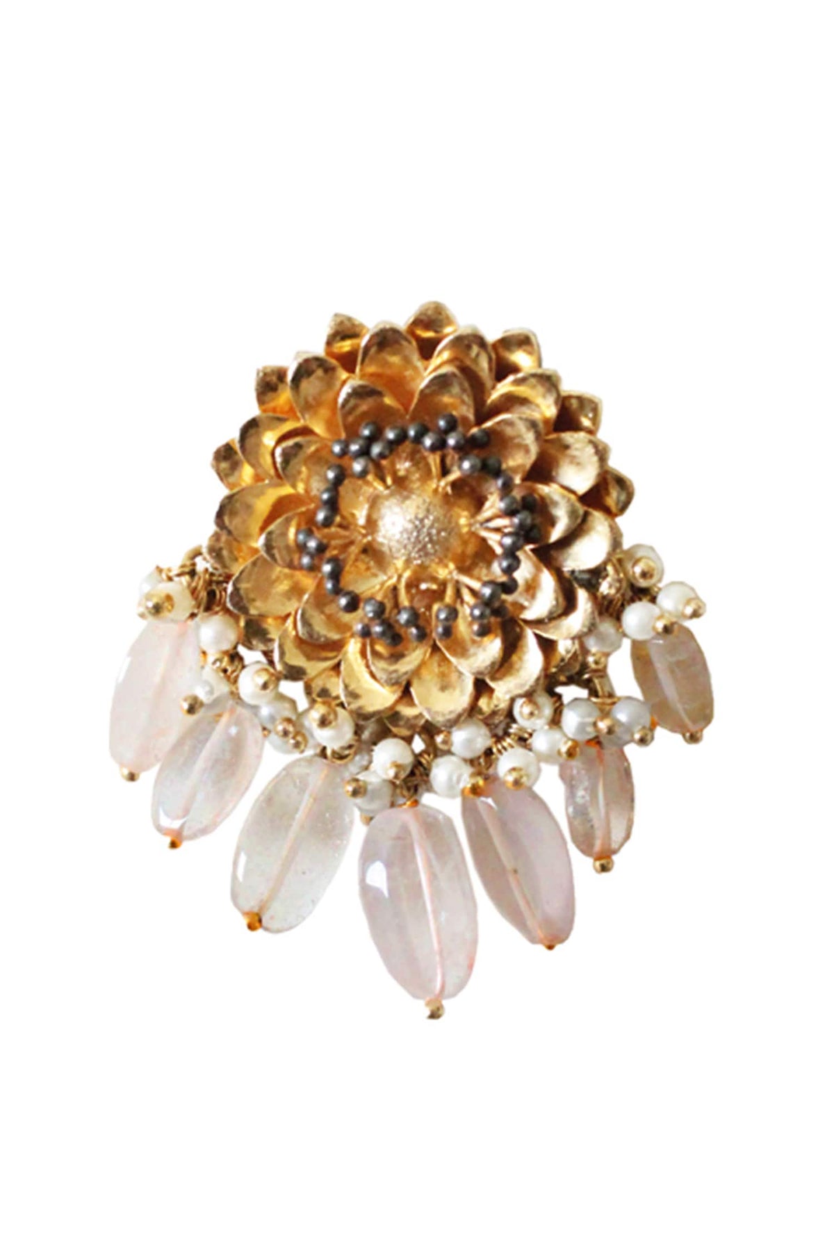 Stone Drop Floral Earrings 