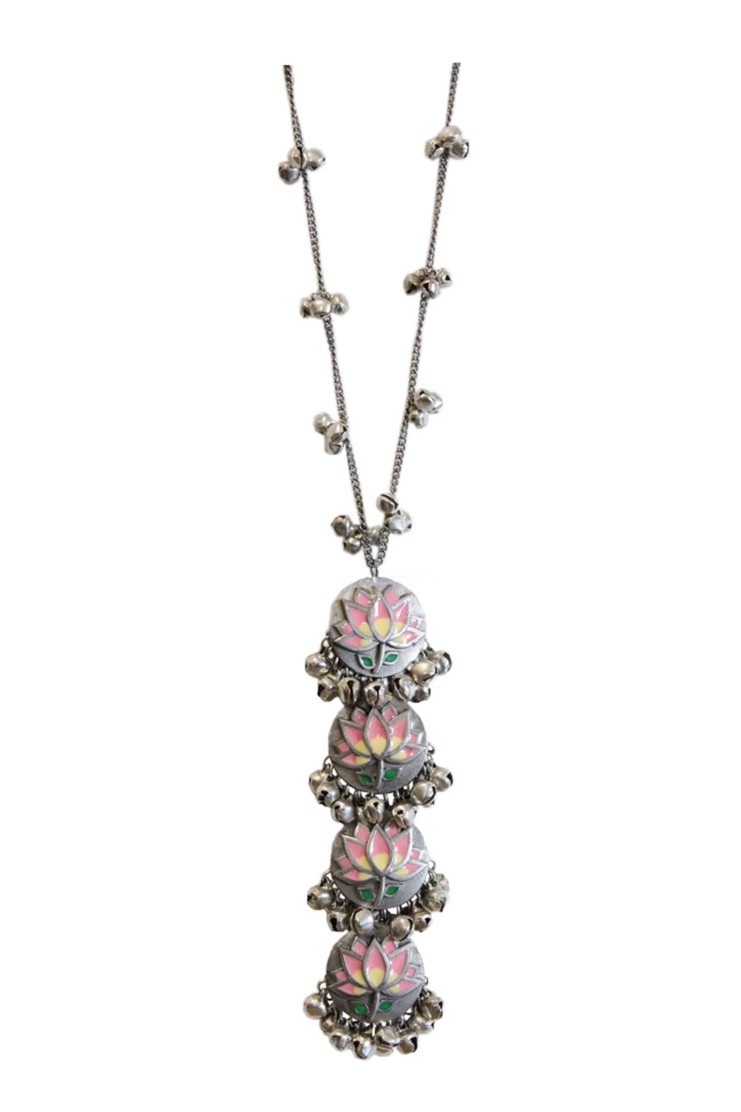  Floral Tiered Pendant Necklace 