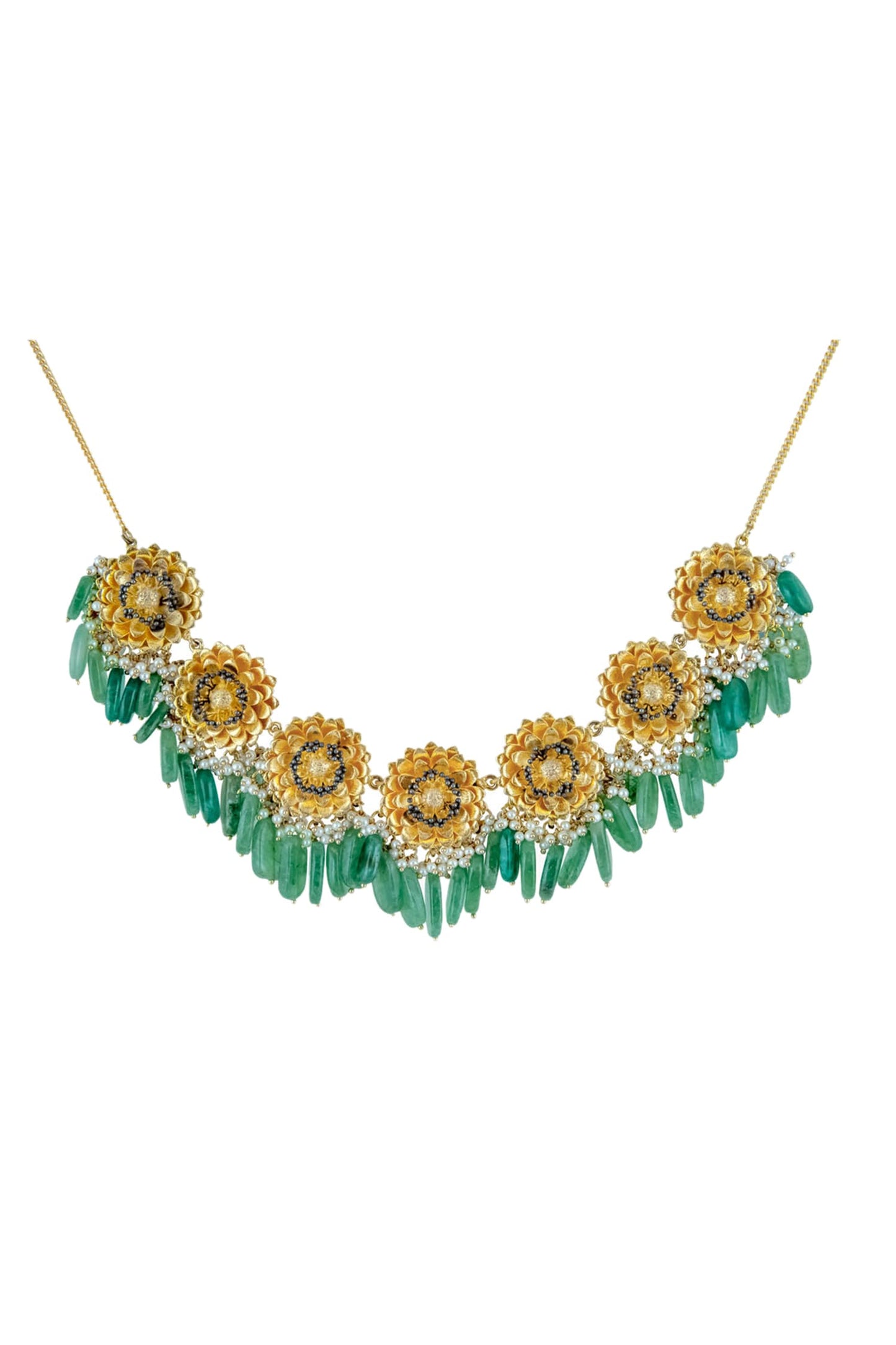 Stone Drop Floral Necklace 