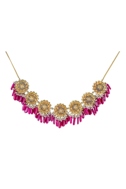 Stone Drop Floral Necklace 