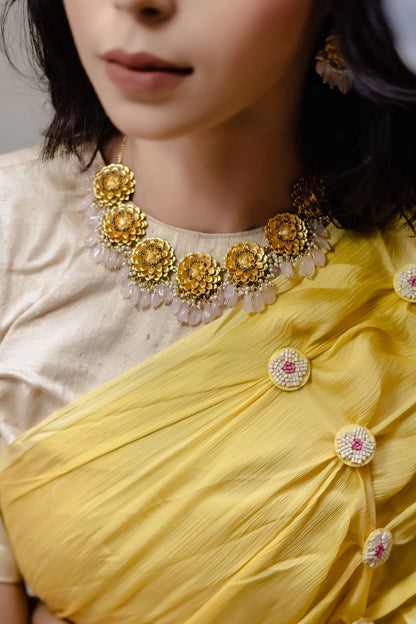 Stone Drop Floral Necklace 