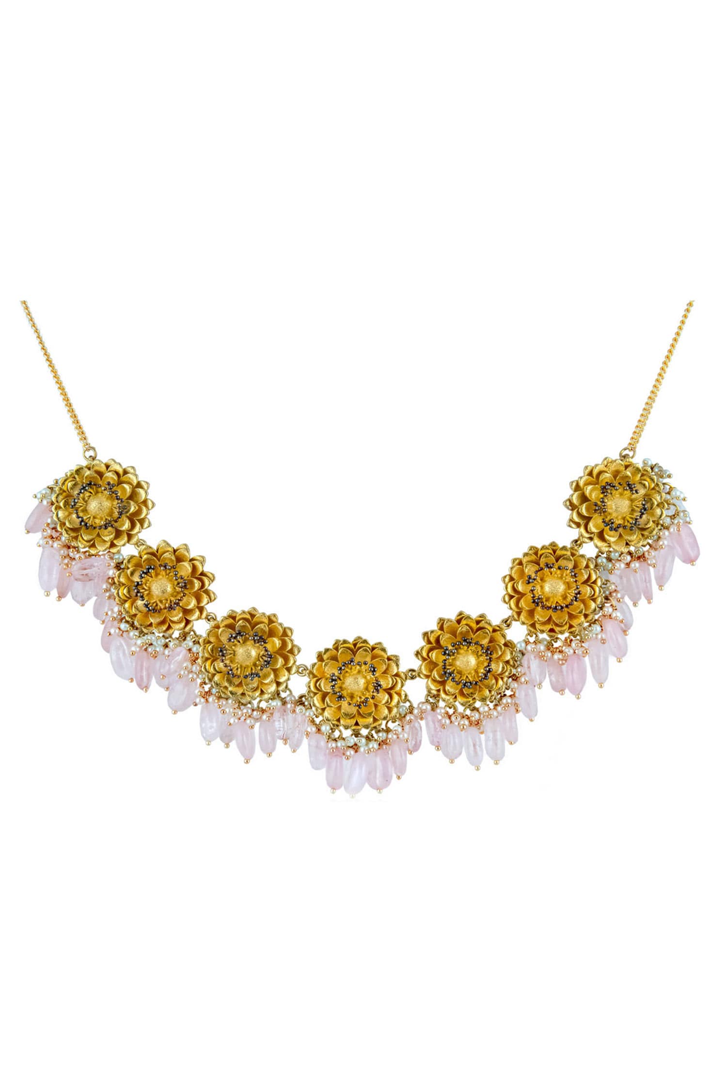 Stone Drop Floral Necklace 