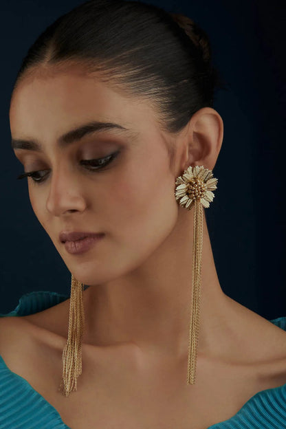 Gold Finish Floral Earrings