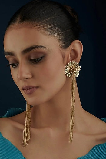 Gold Finish Floral Earrings