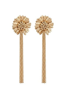 Gold Finish Floral Earrings