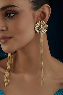 Gold Finish Floral Earrings