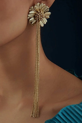 Gold Finish Floral Earrings