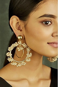 Gold Finish Pearl Earrings
