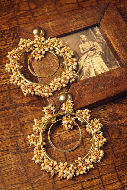 Gold Finish Pearl Earrings