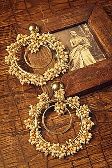 Gold Finish Pearl Earrings
