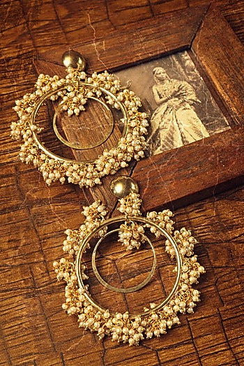Gold Finish Pearl Earrings