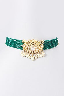Gold Finish Choker Necklace In Sterling Silver