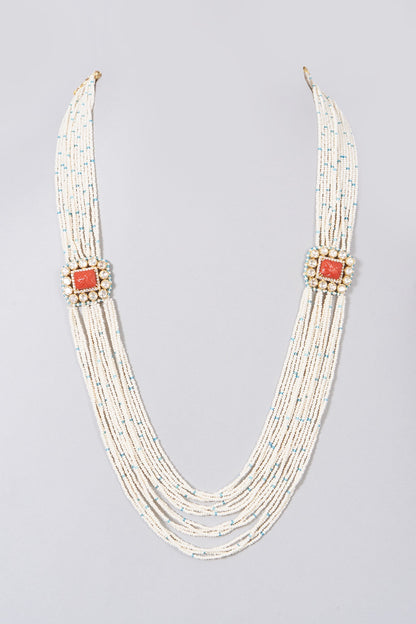 Gold Finish Pearl Necklace In Sterling Silver