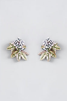 Mukaish & Zardosi Embroidered Floral Stud Earrings